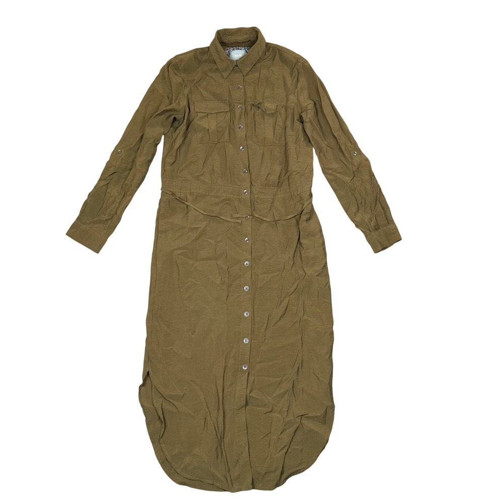 Maeve Anthropologie Olive Green Utility Button Down Shirt Dress Womens Size 2 - Picture 1 of 12